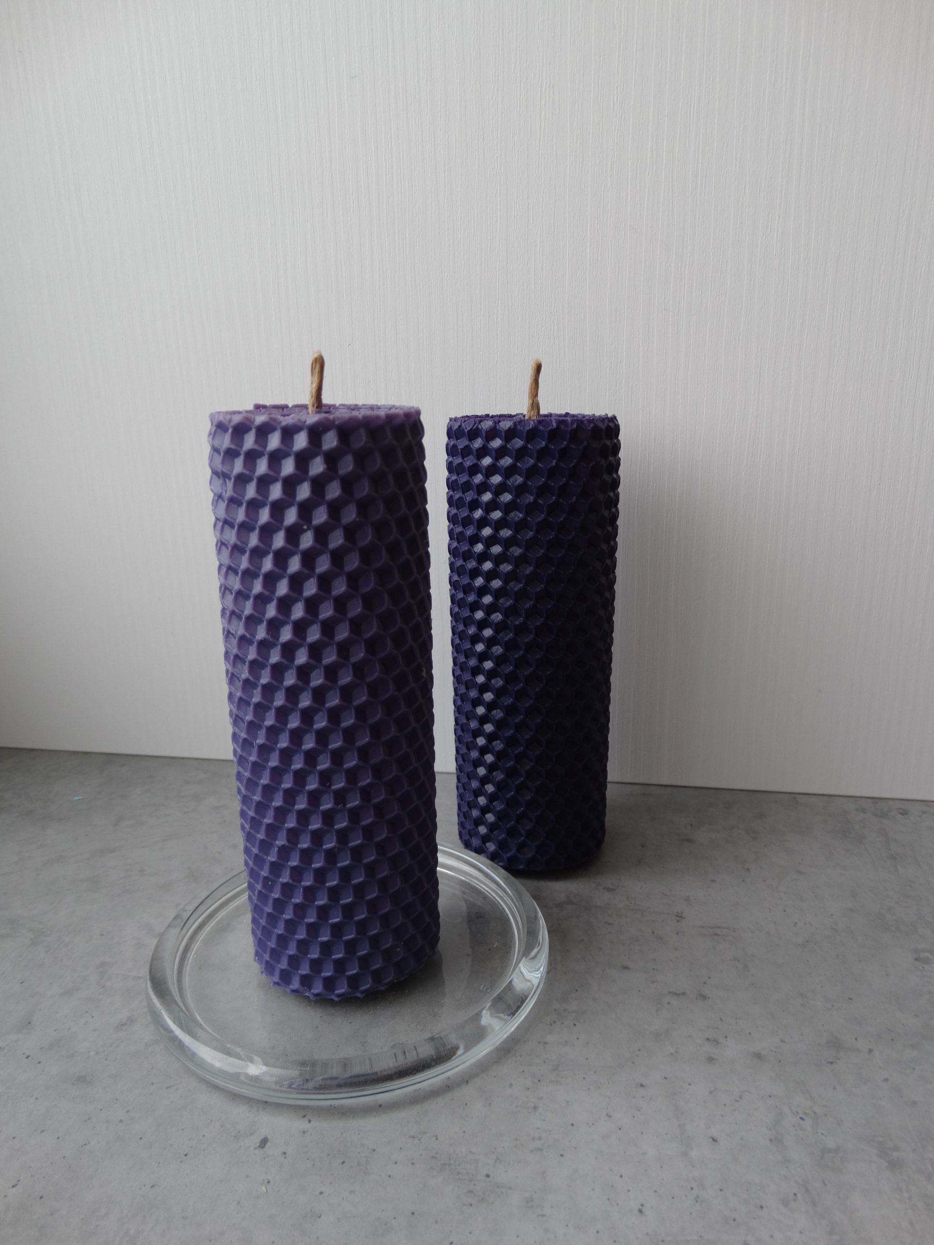 A set of colored candles made of natural wax.