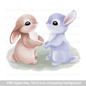 Cute watercolor bunny PNG sublimation