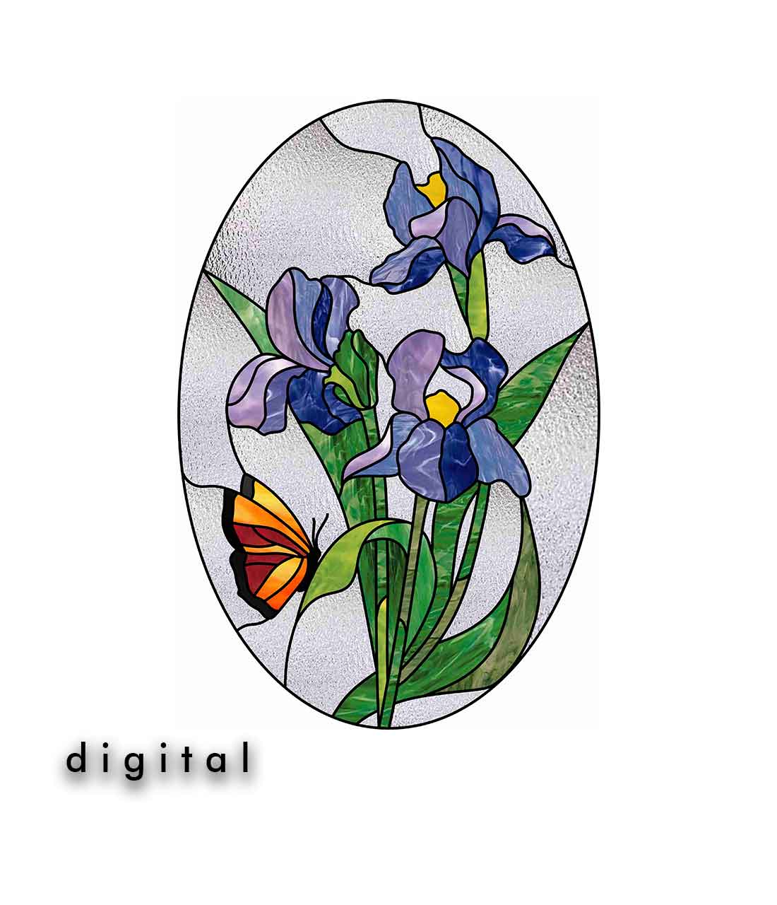 Stained Glass Iris and Butterfly Pattern - Crealandia