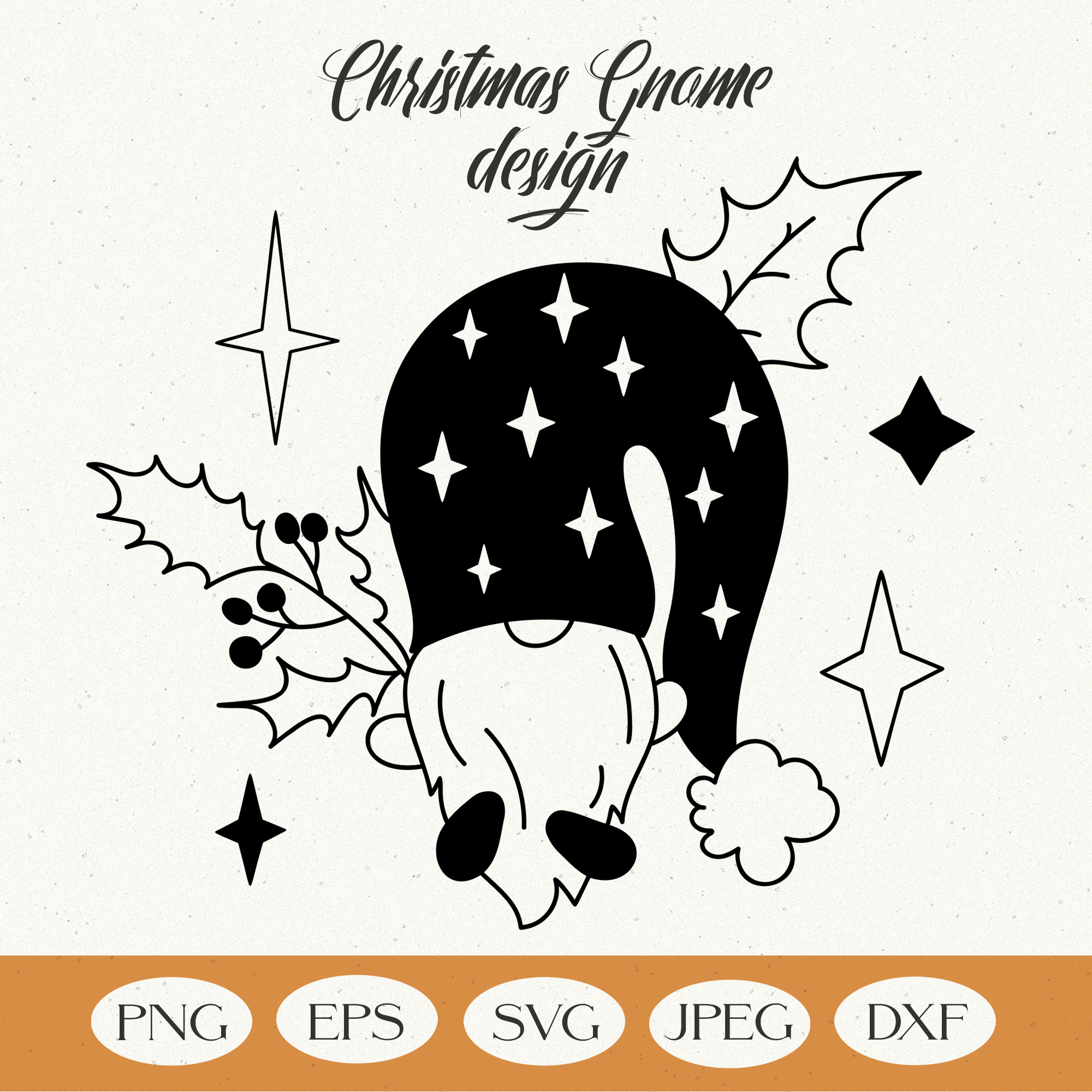 Christmas Gnome Design. SVG holiday illustration 1 Christmas gnome design