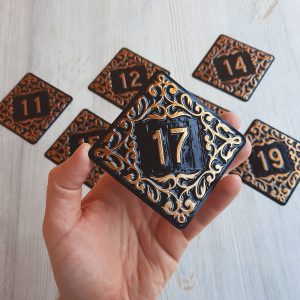 Seventeen 17 room number plate decorative – vintage address rhomb door number sign