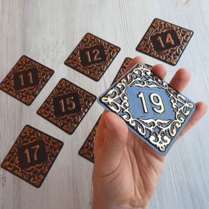 Nineteen 19 room number plate decorative – vintage address rhomb door number sign