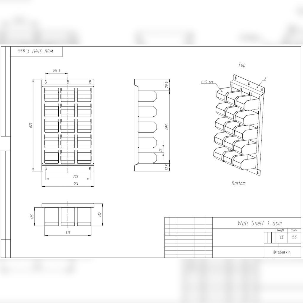 Sheet Metal Template Wall Shelf 1 Project (dxf, PDF) Crealandia