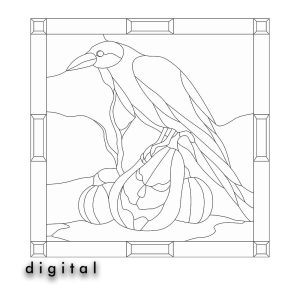 Raven and Pumpkins Stained Glass Pattern
