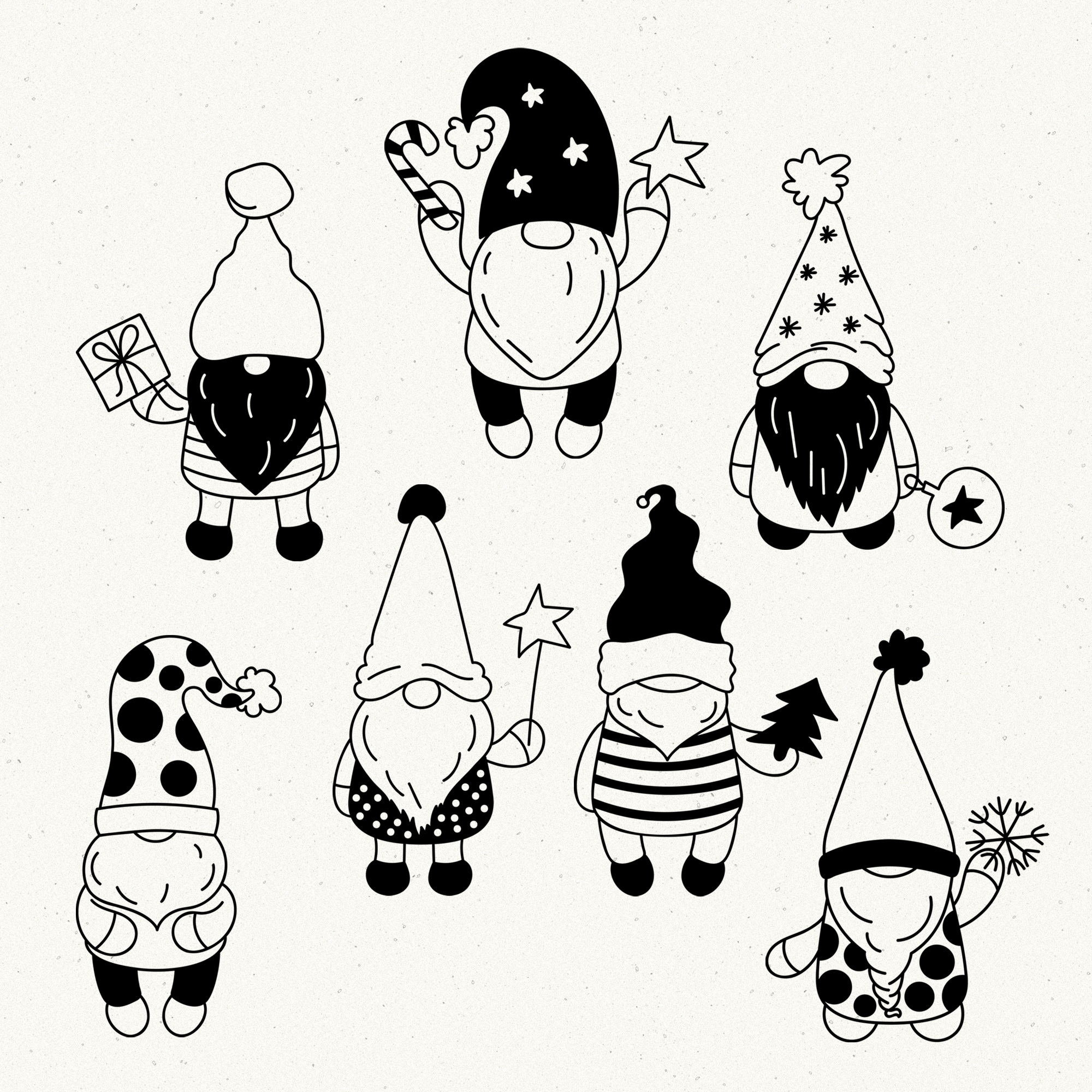 Christmas Gnomes SVG bundle. Hand drawn holiday illustration 2 Christmas Gnomes SVG bundle. Hand drawn holiday illustration - Image 2