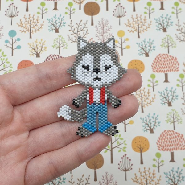 Brick Stitch bead pattern WOLF, Miyuki delica beads Busy buzzy beads