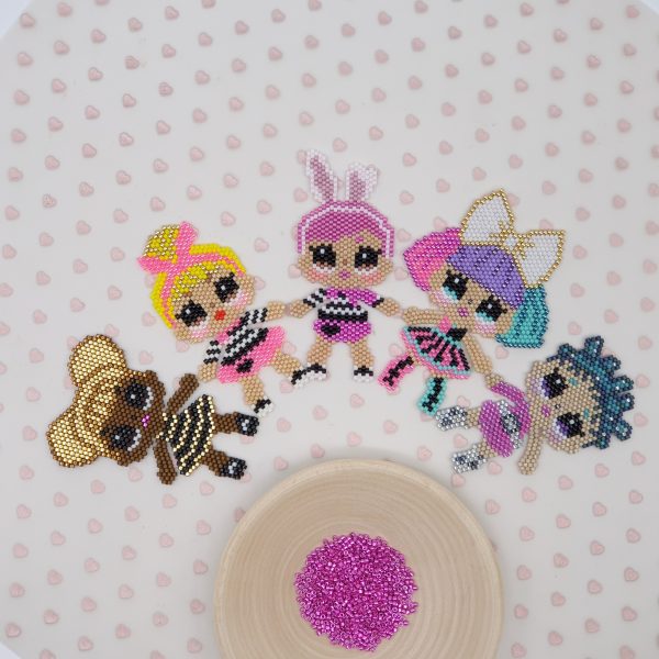 Brick Stitch bead pattern BUNDLE of 5 DOLLS, Miyuki delica beads Busy buzzy beads