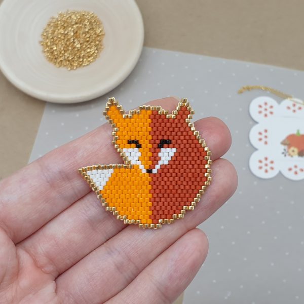 Brick Stitch bead pattern FOX, Miyuki delica beads Busy buzzy beads