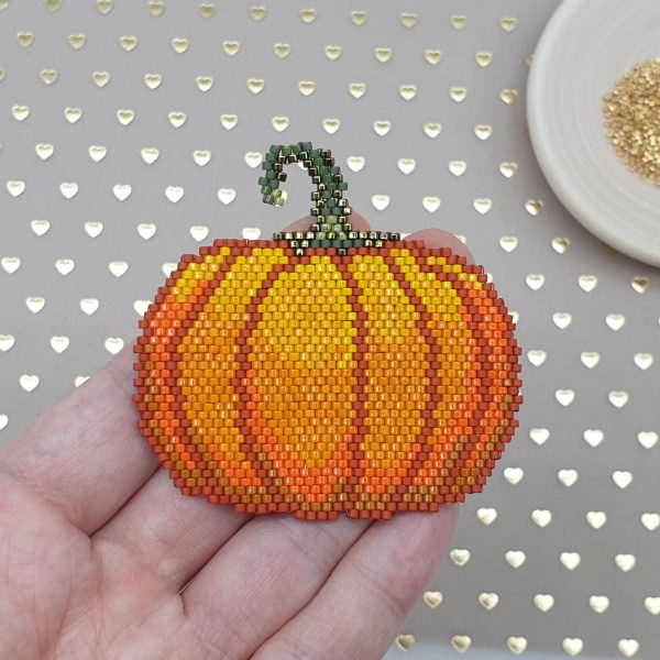 Brick Stitch bead pattern BIG PUMPKIN, Miyuki delica beads Busy buzzy beads