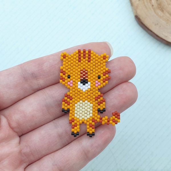 Brick Stitch bead pattern TIGER, Miyuki delica beads Busy buzzy beads
