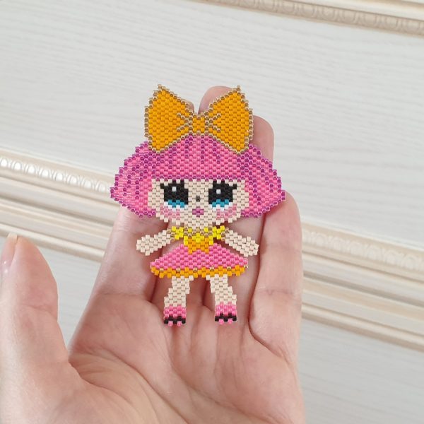 Brick Stitch bead pattern DOLL_6, Miyuki delica beads Busy buzzy beads