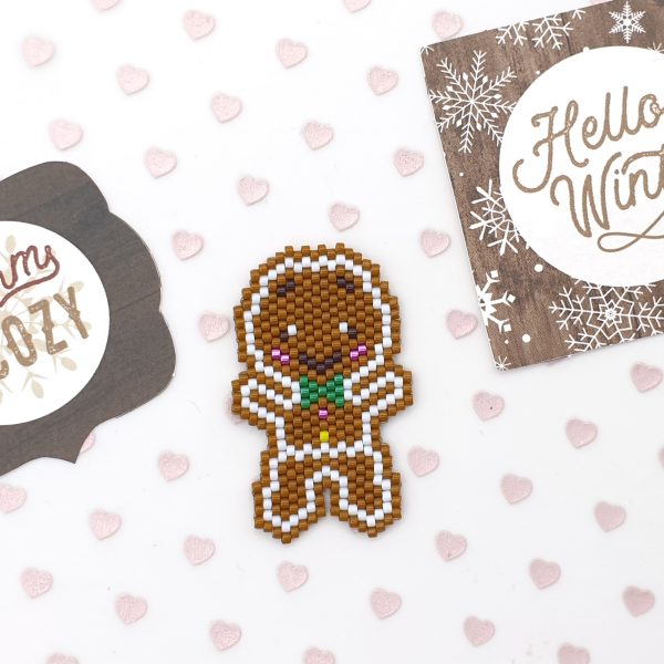 Brick Stitch bead pattern GINGERBREAD MAN, Miyuki delica beads Busy buzzy beads