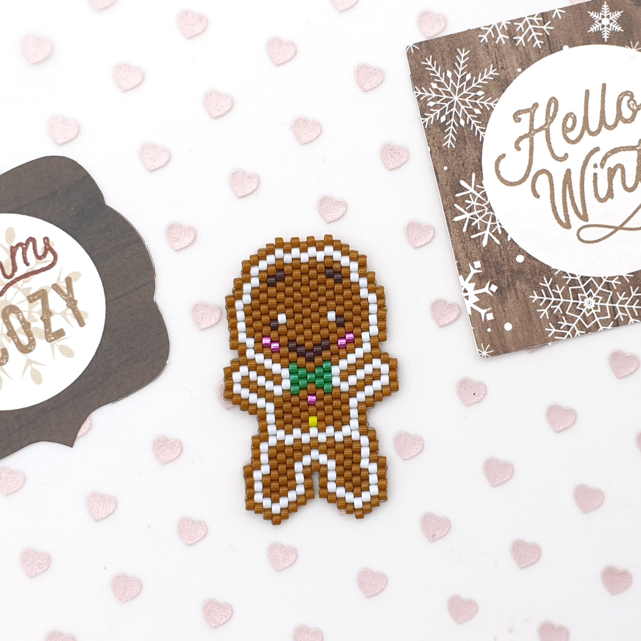 GINGERBREAD MAN Brick Stitch bead pattern #29 1 Brick Stitch bead pattern GINGERBREAD MAN, Miyuki delica beads Busy buzzy beads
