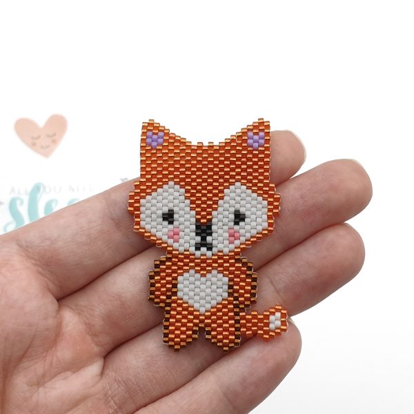 Brick Stitch bead pattern CUTE FOX, Miyuki delica beads Busy buzzy beads