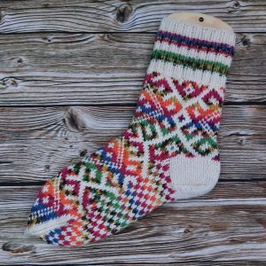 Women Handmade Wool Socks with a multicoloured pattern