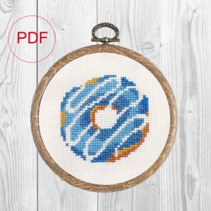 cross stitch blue donut