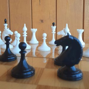 soviet chess set wooden board plastic chessmen