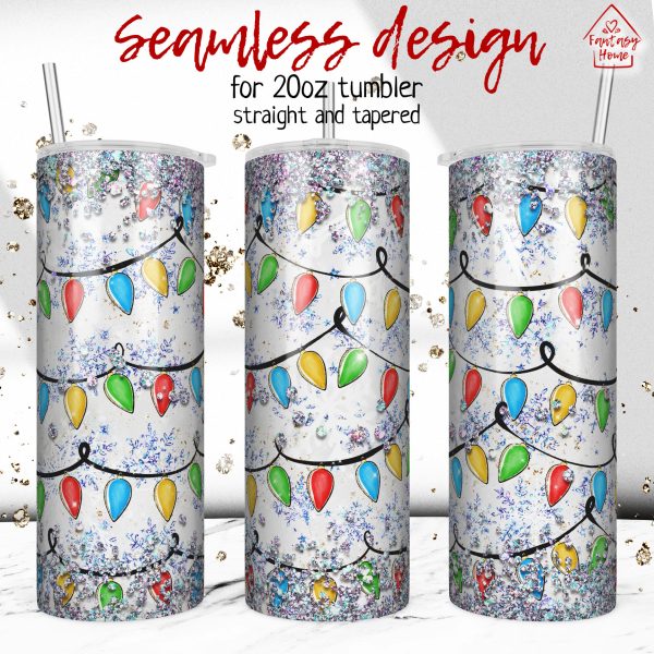 Beautiful glitter Christmas 20oz tumbler sublimation