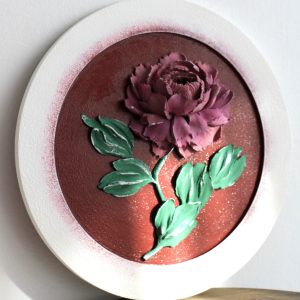 3D peony, original floral plaster sculpture, plaster flower art, palette knife painting, gift idea for her.
