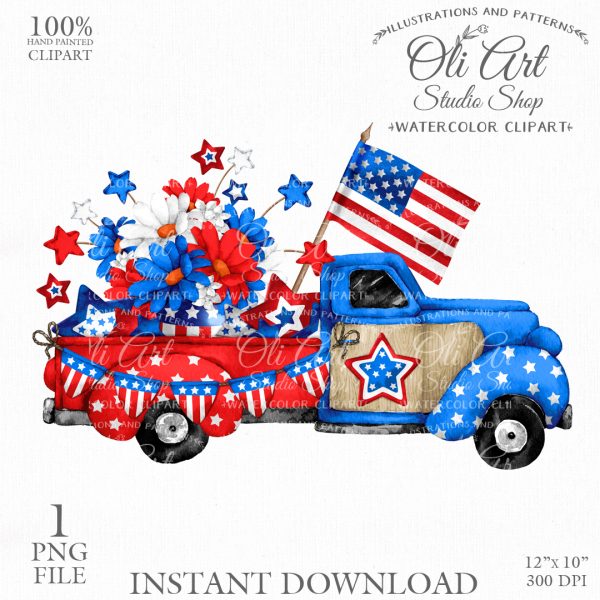 4th Of July, Patriotic truck, Independence Day, Stars And Stripes