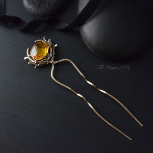 Fantasy Thistle hairpin with amber Great gift for long hair girl