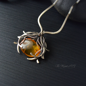 Fantasy Thistle hairpin with amber Great gift for long hair girl