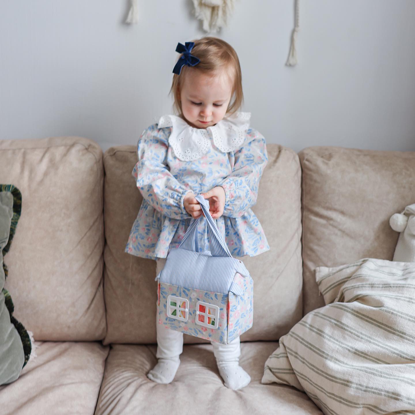 gift for kid girl fabric doll house bag