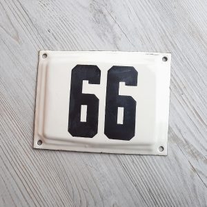 99 street address number plaque 66 – white black house number plate vintage