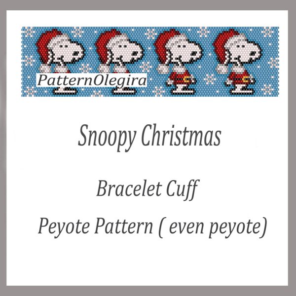 SNOOPY CHRISTMAS Bracelet bead pattern PDF file Olegirabeadpatterns Beading patterns Braceletn beading Christmas patterns
