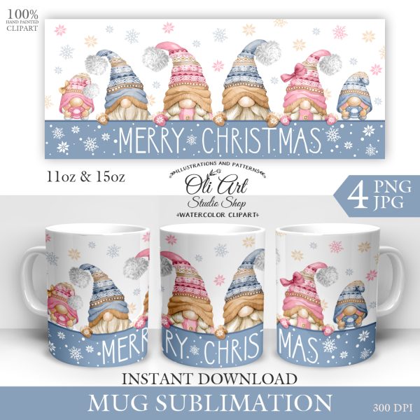 Merry Christmas Gnomes Mug Sublimation. Christmas Mug 11,15.