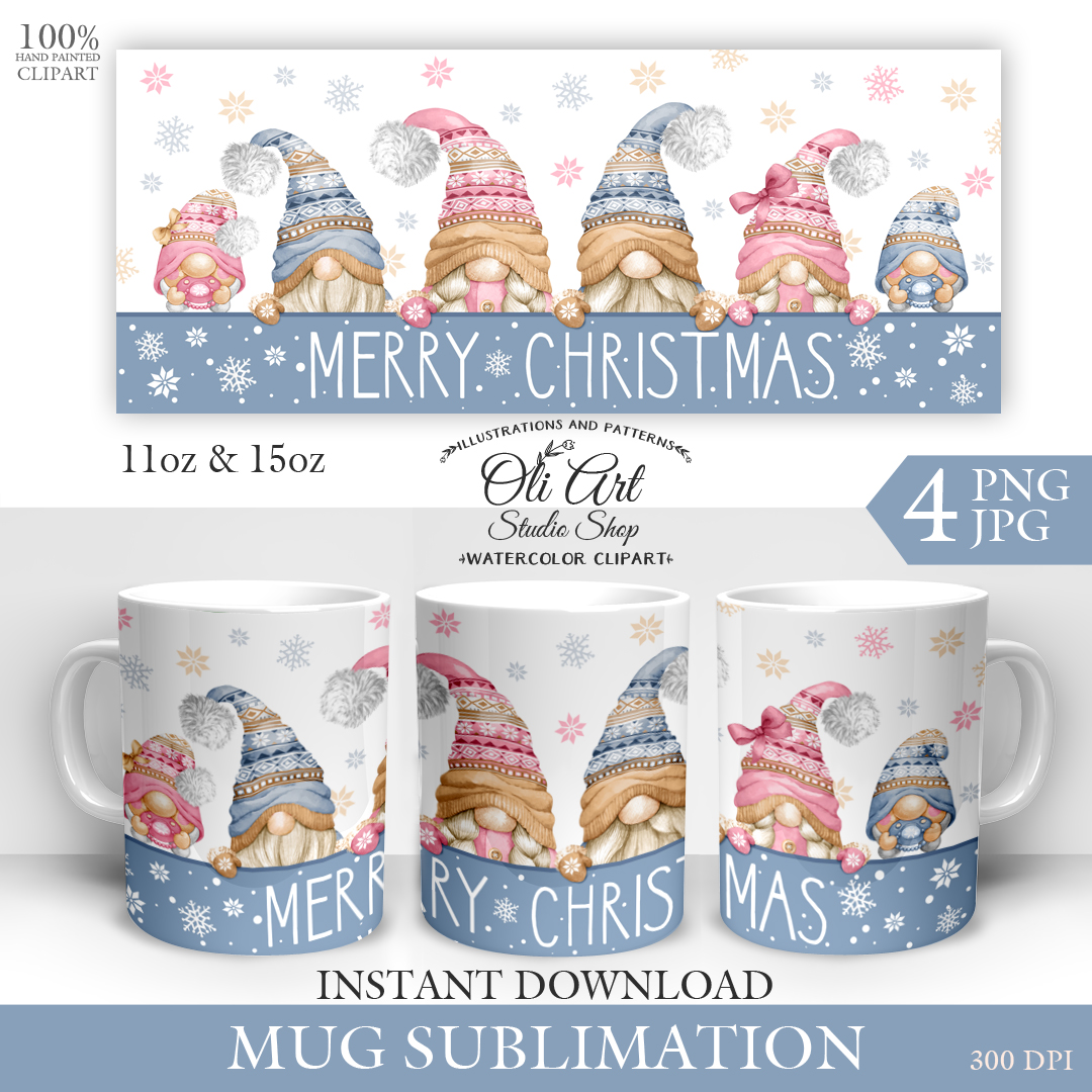 Merry Christmas Gnomes Mug Sublimation. Christmas Mug 11,15. - Crealandia