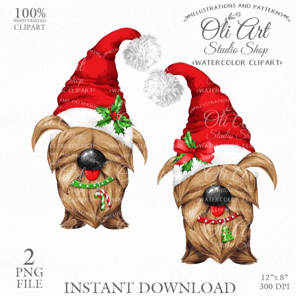 Christmas Dog Digital Clip Art Cute Characters Hand Drawn graphics