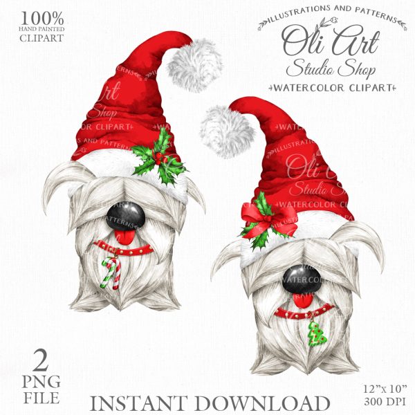 Christmas Dog Digital Clip Art Cute Characters Hand Drawn graphics