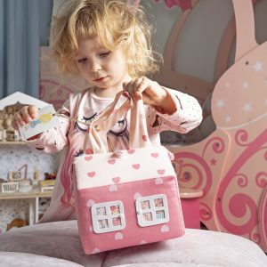 cute gift for kid fabric doll house bag with miniature furniture