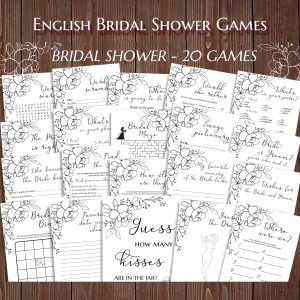 Black White Bridal Shower Games Bundle Hen Party Games Bride