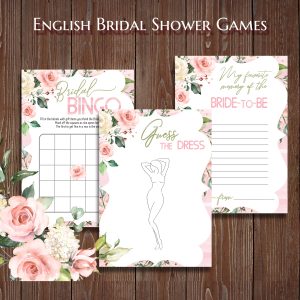 Pink Floral Bridal Shower Games Bundle Hen Party Games Bride