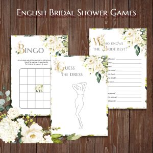 White Rose Bridal Shower Games Bundle Hen Party Games Bride to Be