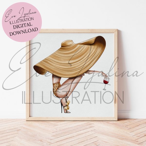Illustration of a girl in a big straw hat
