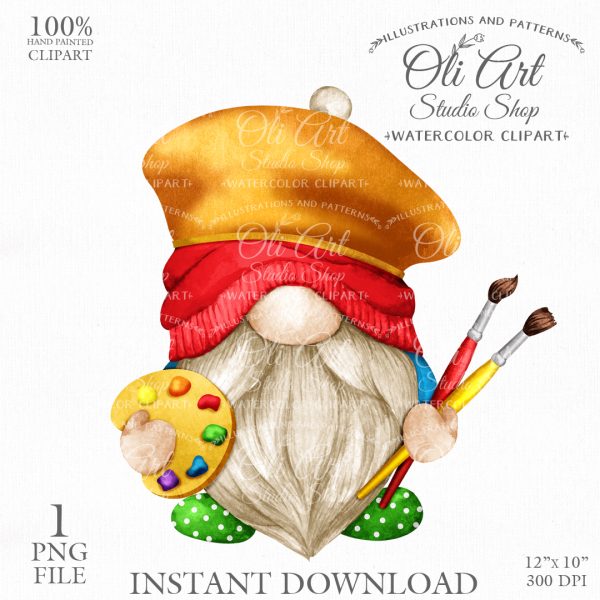 Artist Gnome Clip Art. Profession clip art, Hand Drawn graphics.