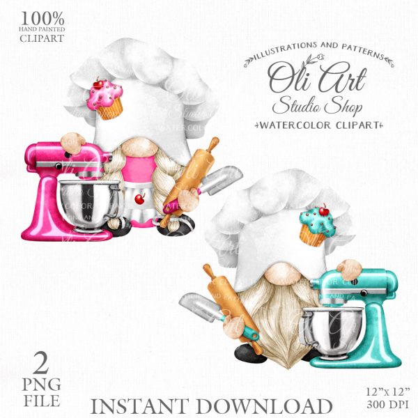 Gnome Clip Art. Baking. Cook Gnome. Cute Characters.