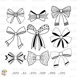 Ribbon Bow Hand Drawn Svg