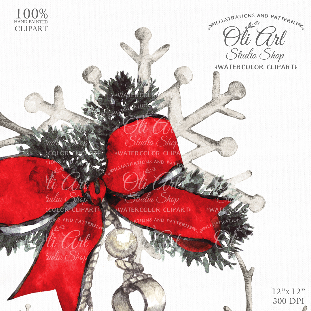 Merry Christmas Wreath Clip Art Digital Clipart Hand Drawn Graphic 2 Merry Christmas Wreath Clip Art Digital Clipart Hand Drawn Graphic - Image 2