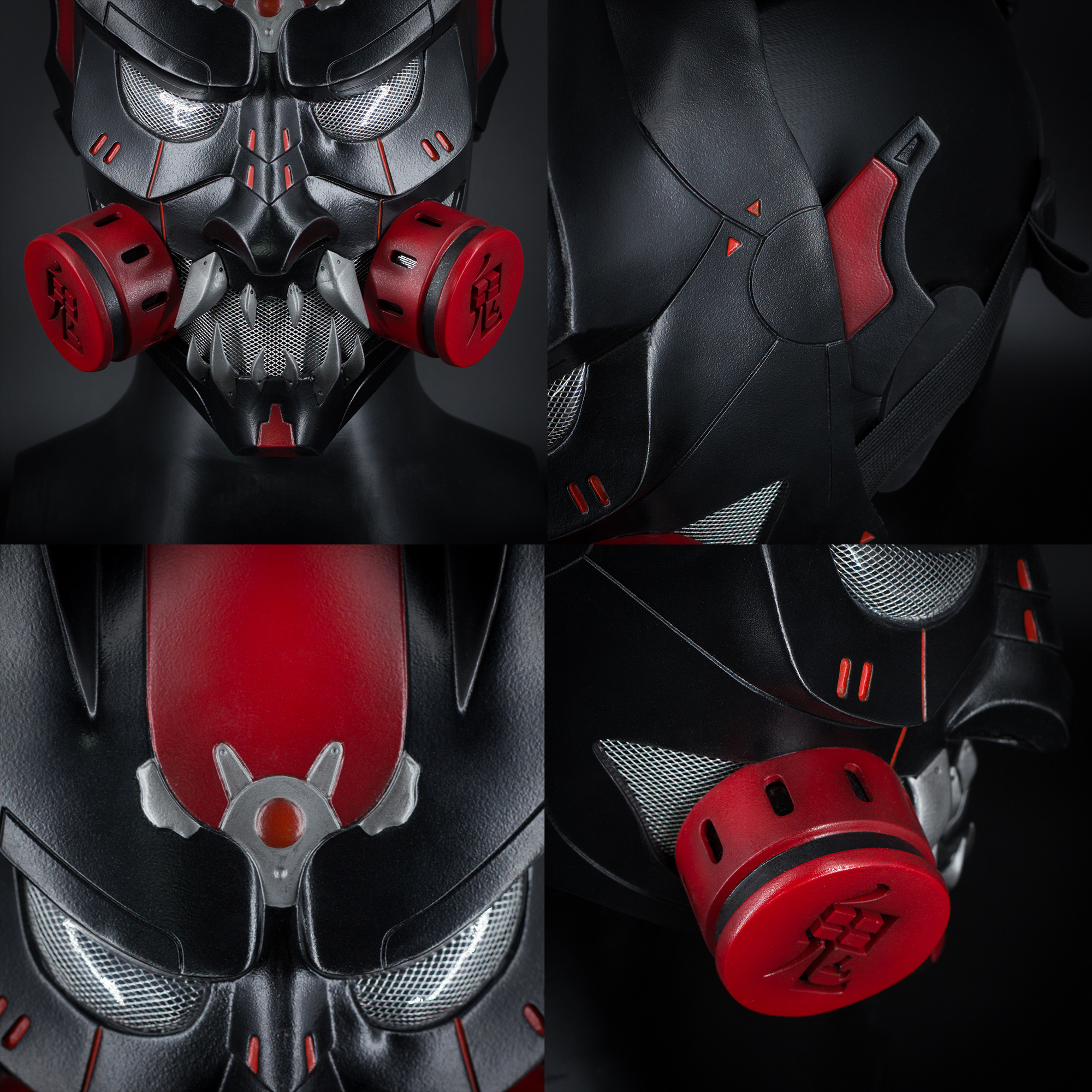 Mezza maschera modulare personalizzabile Cyberpunk Hannya -  Italia