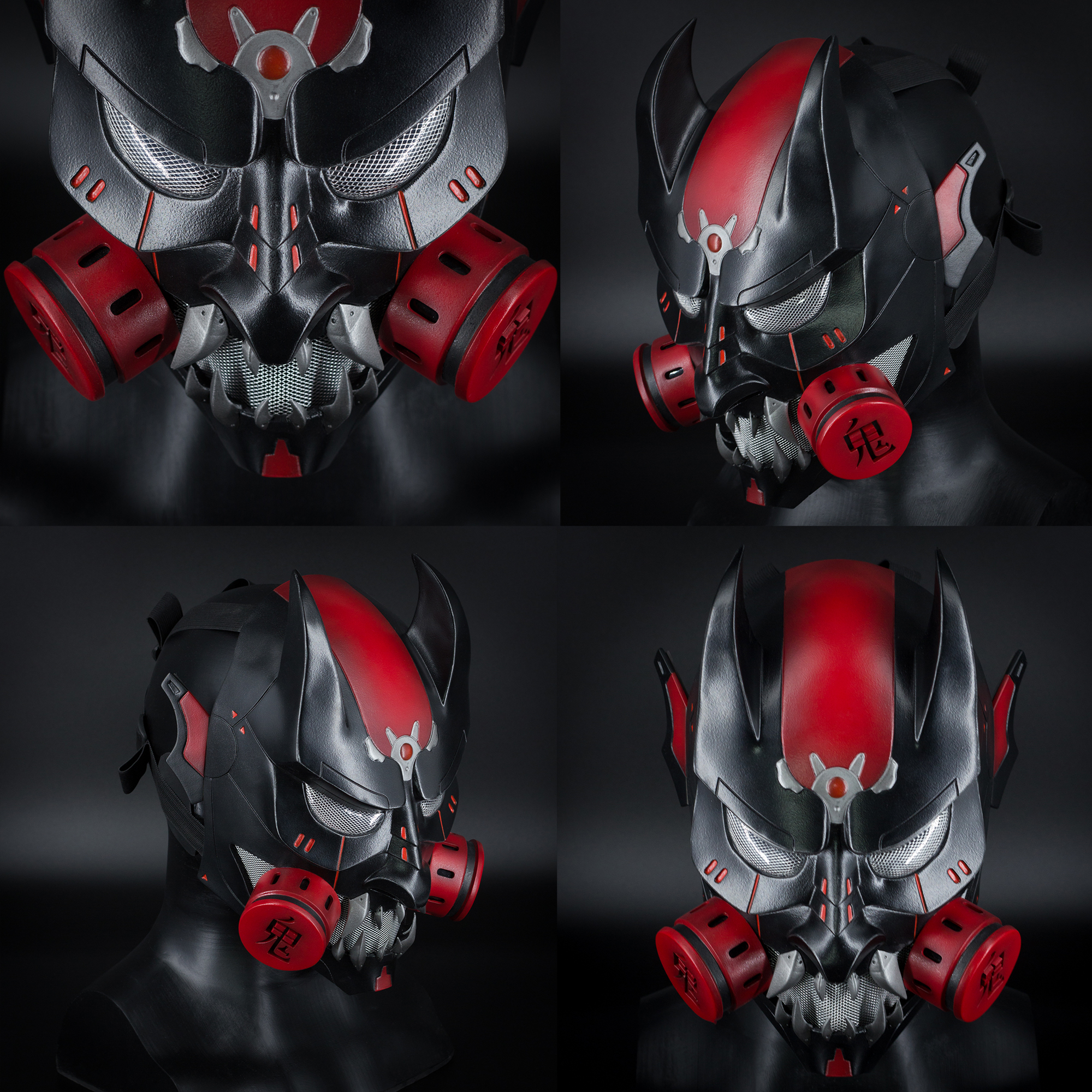 Demi-masque personnalisable modulaire Cyberpunk Hannya -  France