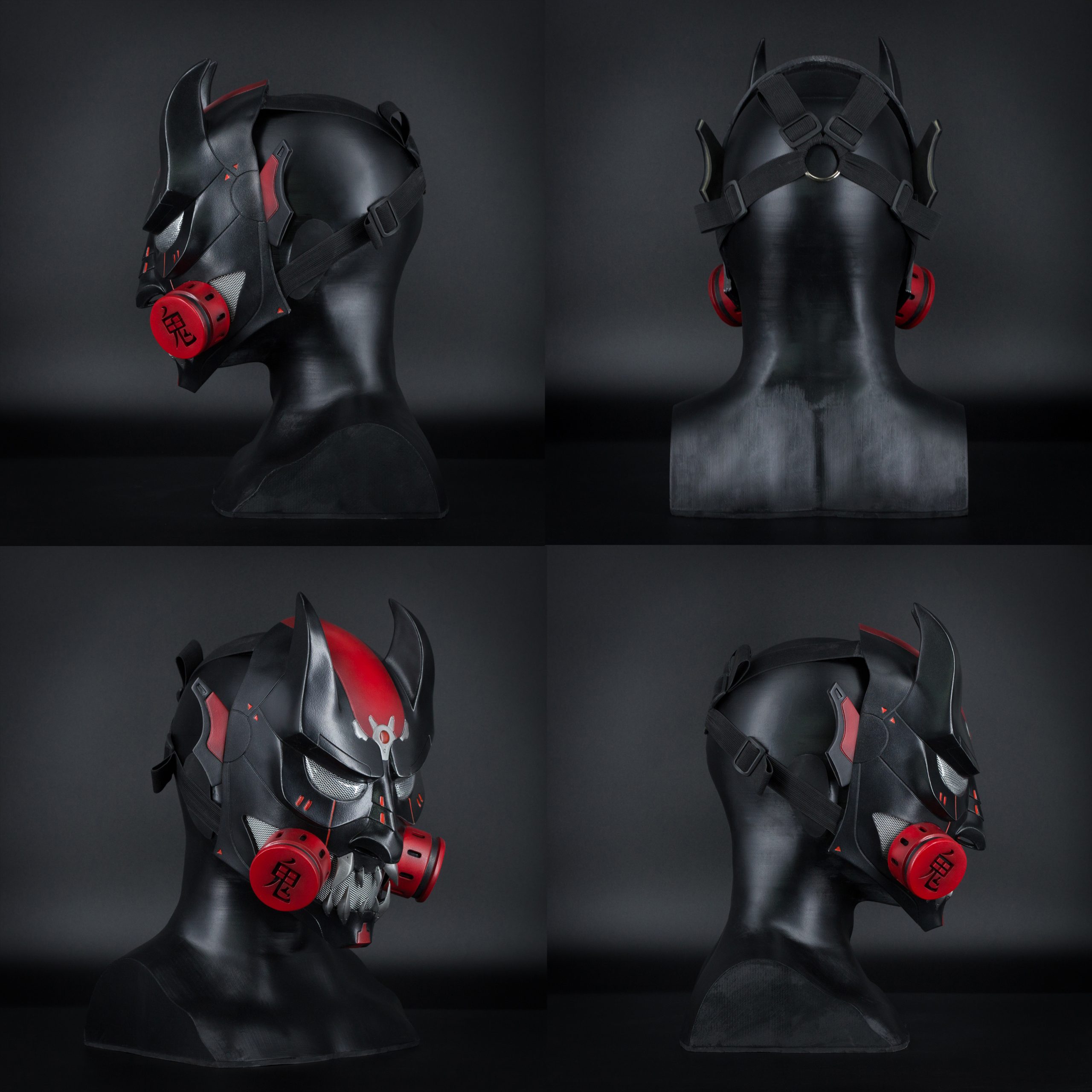 Mezza maschera modulare personalizzabile Cyberpunk Hannya -  Italia