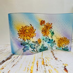 Home 1289 Glass Wave Glass Screen Painting Flowers