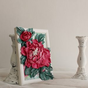 Peonies painting, palette knife flowers, creative wall sculpture, modern home decor idea, texture artwork, gift idea.
