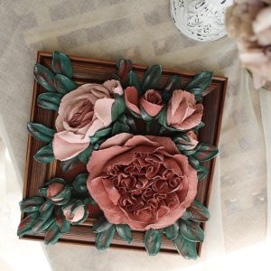 Flower painting, floral plaster sculpture, palette knife painting, volumetic art, home decor idea
