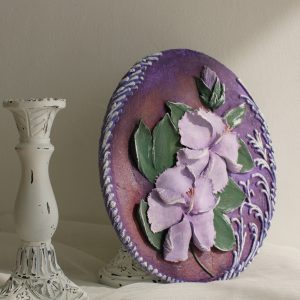 Hibiscus_painting_original_floral_plaster_sculpture