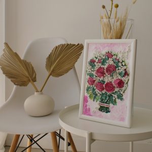 Roses textured painting, 3d flower art, sculpture painting, wedding gift